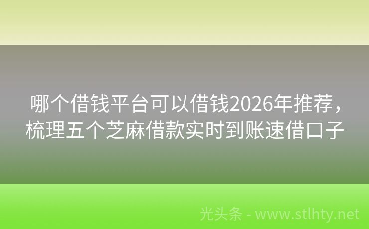 哪个借钱平台可以借钱2026年推荐,梳理五个芝麻借款实时到账速借口子