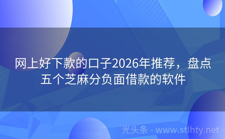 网上好下款的口子2026年推荐，盘点五个芝麻分负面借款的软件