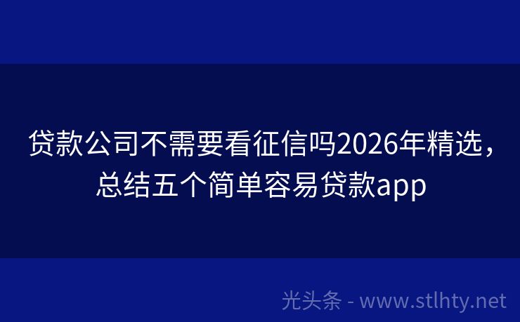 贷款公司不需要看征信吗2026年精选，总结五个简单容易贷款app