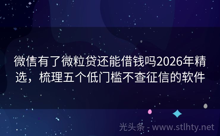 微信有了微粒贷还能借钱吗2026年精选,梳理五个低门槛不查征信的软件