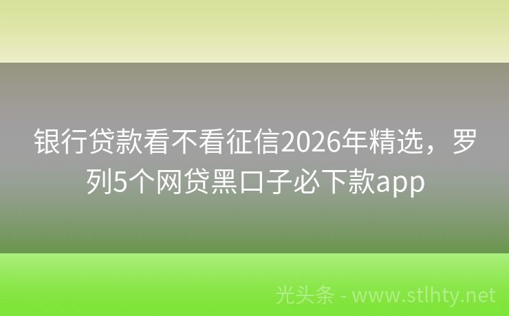 银行贷款看不看征信2026年精选，罗列5个网贷黑口子必下款app