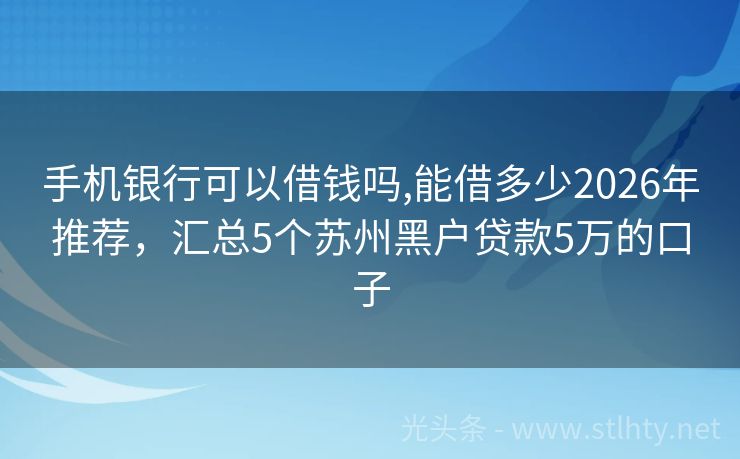 手机银行可以借钱吗,能借多少2026年推荐，汇总5个苏州黑户贷款5万的口子