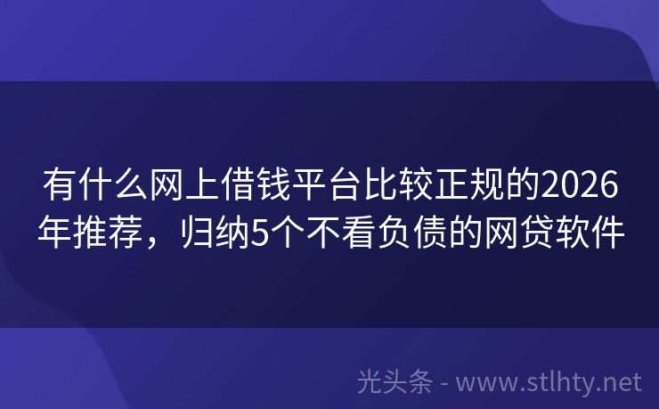 有什么网上借钱平台比较正规的2026年推荐，归纳5个不看负债的网贷软件