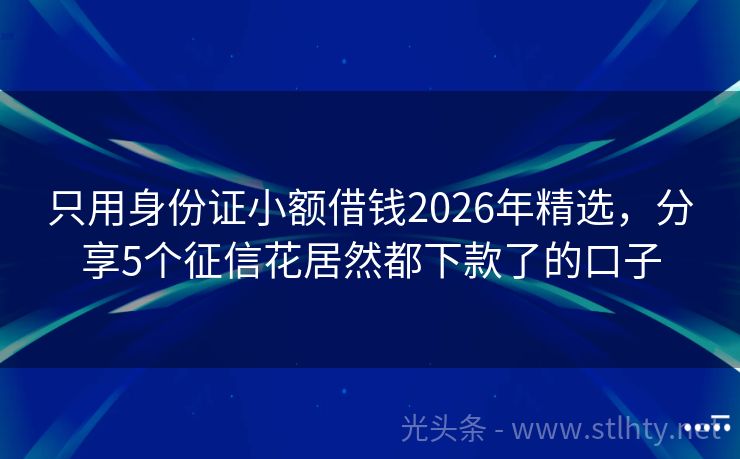 只用身份证小额借钱2026年精选，分享5个征信花居然都下款了的口子