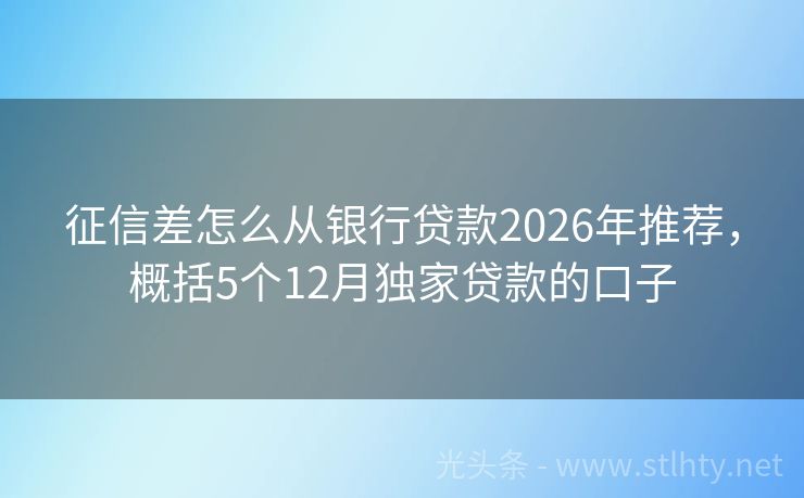 征信差怎么从银行贷款2026年推荐，概括5个12月独家贷款的口子
