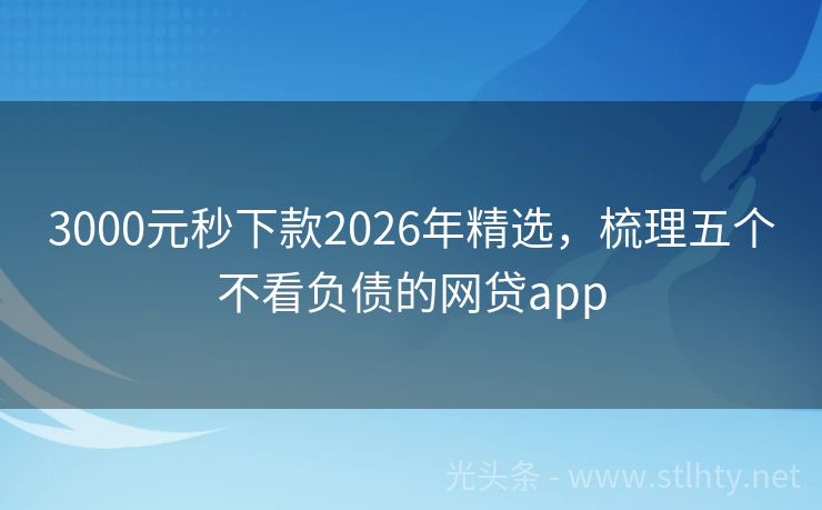 3000元秒下款2026年精选，梳理五个不看负债的网贷app