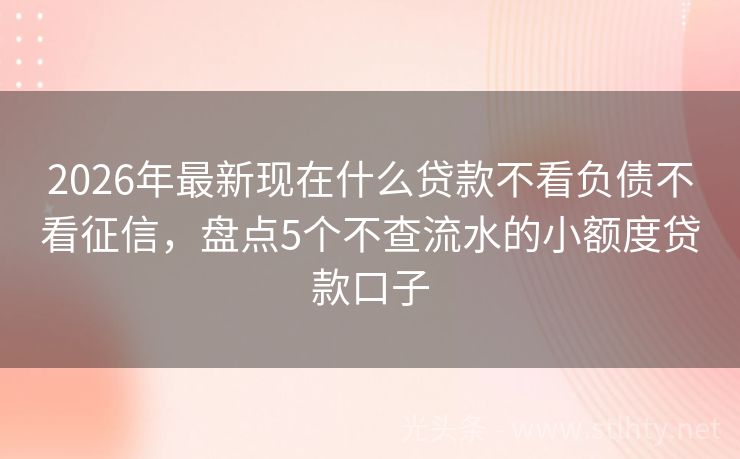 2026年最新现在什么贷款不看负债不看征信，盘点5个不查流水的小额度贷款口子