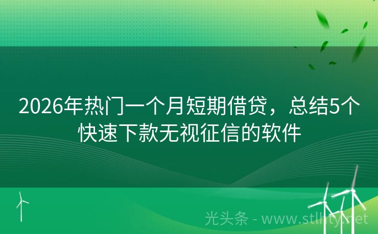 2026年热门一个月短期借贷，总结5个快速下款无视征信的软件