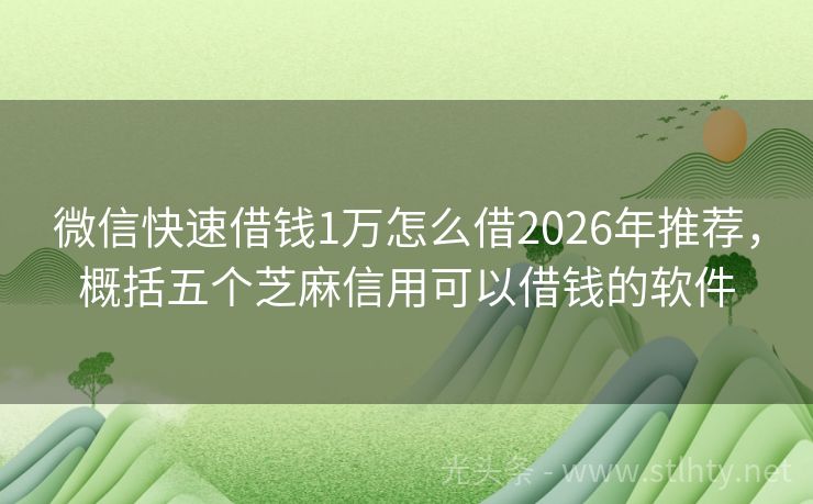 微信快速借钱1万怎么借2026年推荐，概括五个芝麻信用可以借钱的软件
