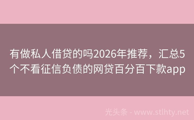 有做私人借贷的吗2026年推荐，汇总5个不看征信负债的网贷百分百下款app