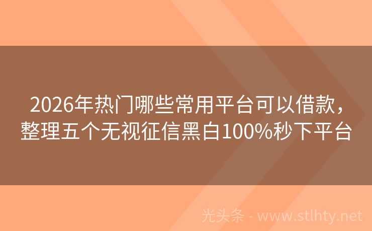 2026年热门哪些常用平台可以借款，整理五个无视征信黑白100%秒下平台