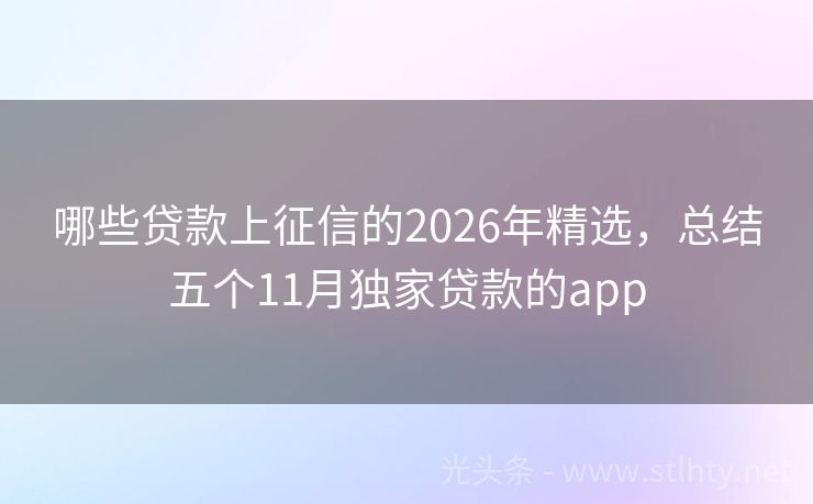 哪些贷款上征信的2026年精选，总结五个11月独家贷款的app