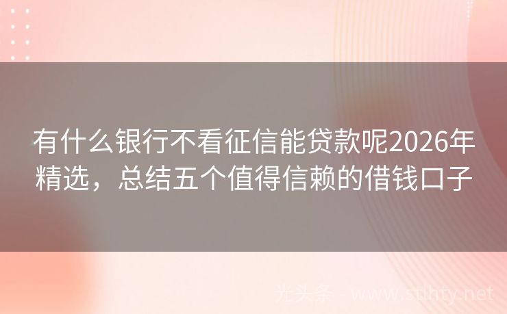 有什么银行不看征信能贷款呢2026年精选，总结五个值得信赖的借钱口子