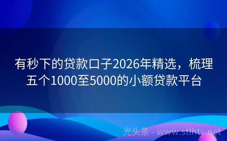 有秒下的贷款口子2026年精选，梳理五个1000至5000的小额贷款平台