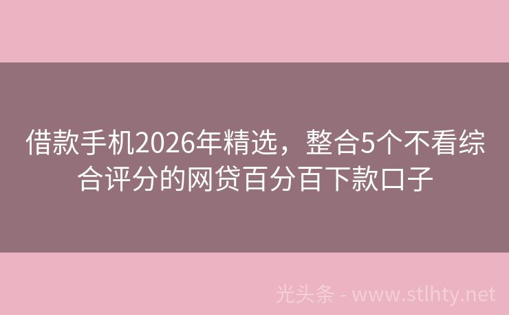 借款手机2026年精选，整合5个不看综合评分的网贷百分百下款口子