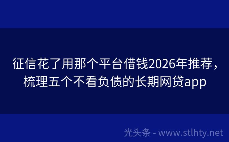 征信花了用那个平台借钱2026年推荐,梳理五个不看负债的长期网贷app