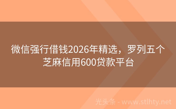 微信强行借钱2026年精选，罗列五个芝麻信用600贷款平台