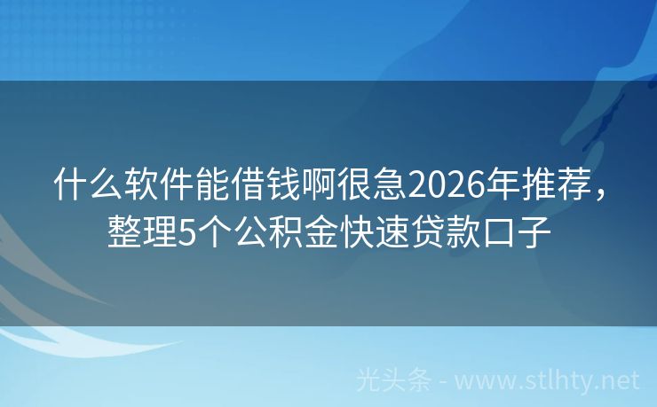 什么软件能借钱啊很急2026年推荐，整理5个公积金快速贷款口子