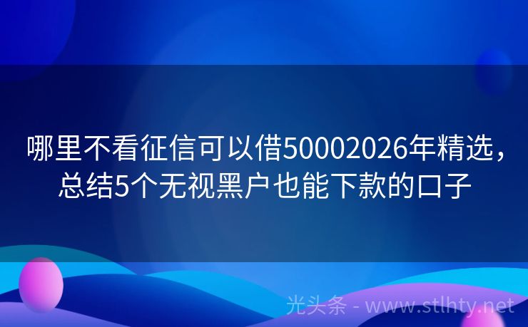 哪里不看征信可以借50002026年精选，总结5个无视黑户也能下款的口子