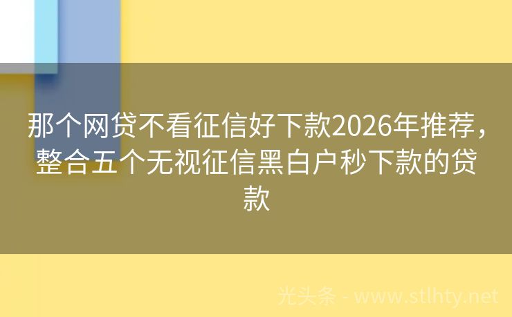 那个网贷不看征信好下款2026年推荐，整合五个无视征信黑白户秒下款的贷款