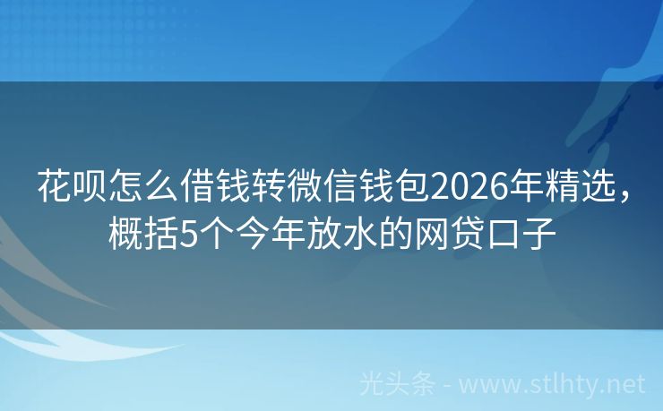 花呗怎么借钱转微信钱包2026年精选，概括5个今年放水的网贷口子