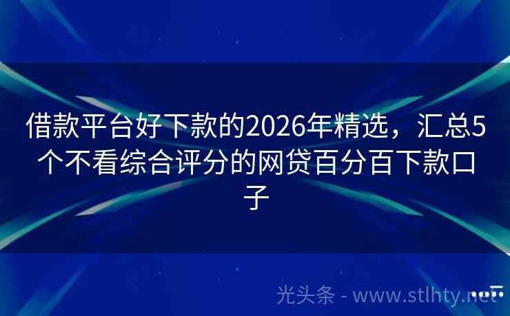 借款平台好下款的2026年精选，汇总5个不看综合评分的网贷百分百下款口子