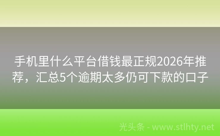 手机里什么平台借钱最正规2026年推荐，汇总5个逾期太多仍可下款的口子
