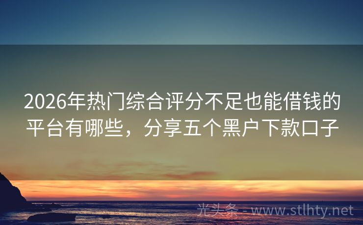 2026年热门综合评分不足也能借钱的平台有哪些，分享五个黑户下款口子