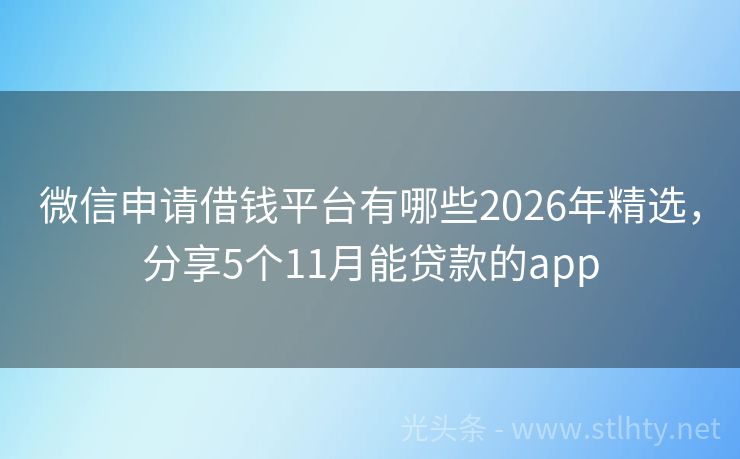 微信申请借钱平台有哪些2026年精选,分享5个11月能贷款的app