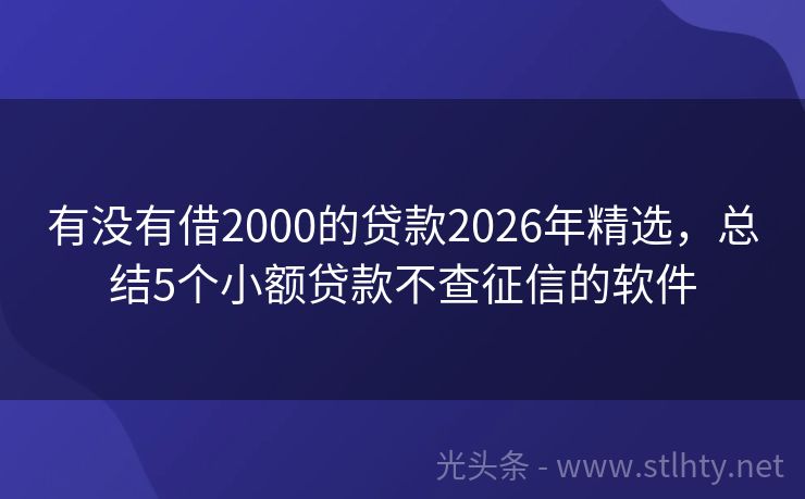 有没有借2000的贷款2026年精选，总结5个小额贷款不查征信的软件