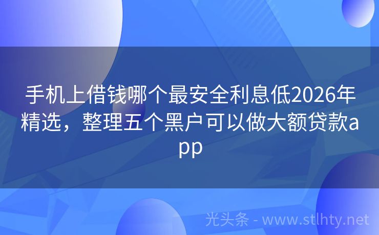 手机上借钱哪个最安全利息低2026年精选,整理五个黑户可以做大额贷款app