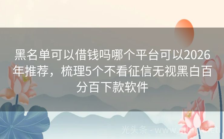 黑名单可以借钱吗哪个平台可以2026年推荐，梳理5个不看征信无视黑白百分百下款软件