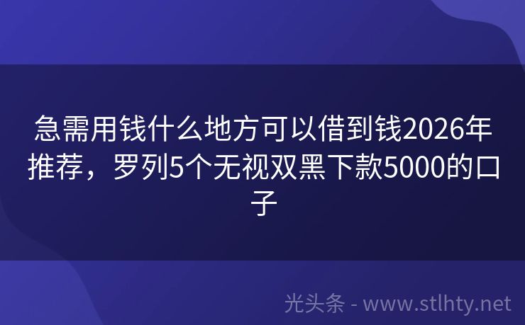 急需用钱什么地方可以借到钱2026年推荐，罗列5个无视双黑下款5000的口子
