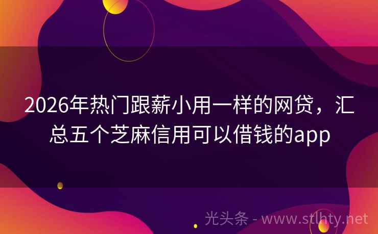 2026年热门跟薪小用一样的网贷，汇总五个芝麻信用可以借钱的app