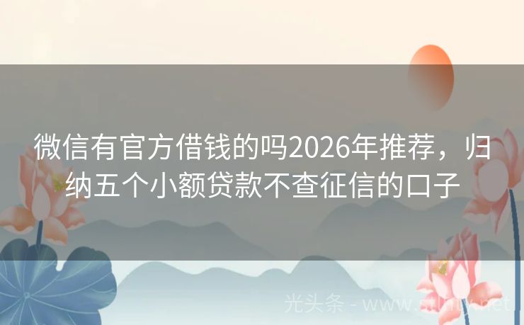 微信有官方借钱的吗2026年推荐，归纳五个小额贷款不查征信的口子