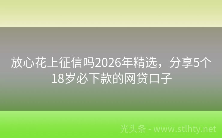 放心花上征信吗2026年精选，分享5个18岁必下款的网贷口子