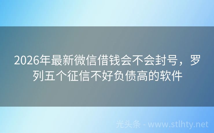 2026年最新微信借钱会不会封号，罗列五个征信不好负债高的软件
