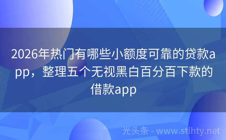 2026年热门有哪些小额度可靠的贷款app，整理五个无视黑白百分百下款的借款app
