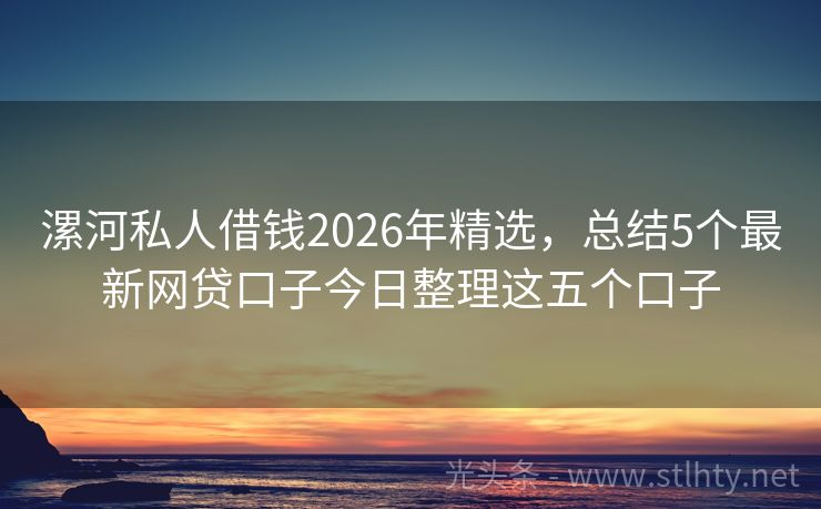 漯河私人借钱2026年精选，总结5个最新网贷口子今日整理这五个口子