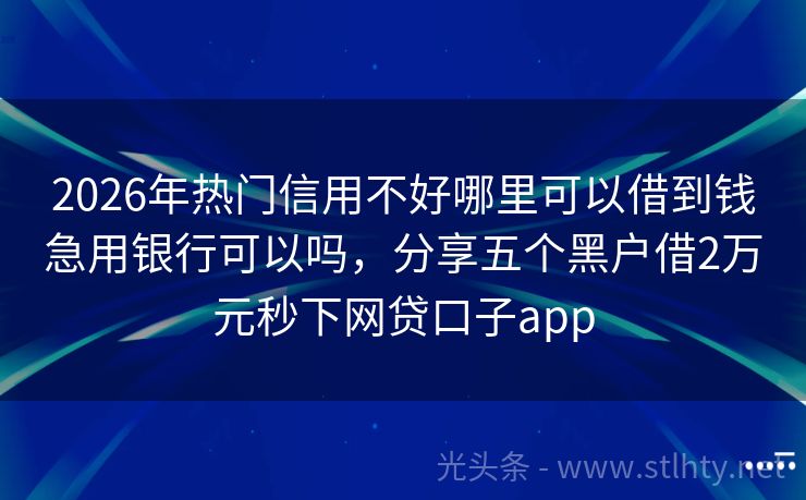 2026年热门信用不好哪里可以借到钱急用银行可以吗，分享五个黑户借2万元秒下网贷口子app