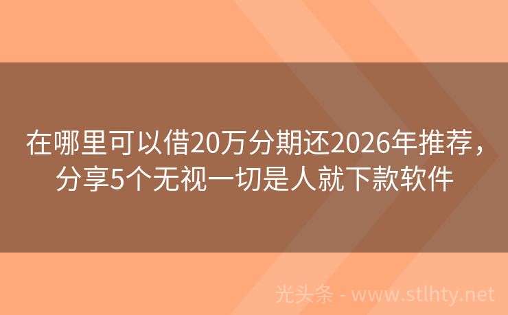 在哪里可以借20万分期还2026年推荐，分享5个无视一切是人就下款软件