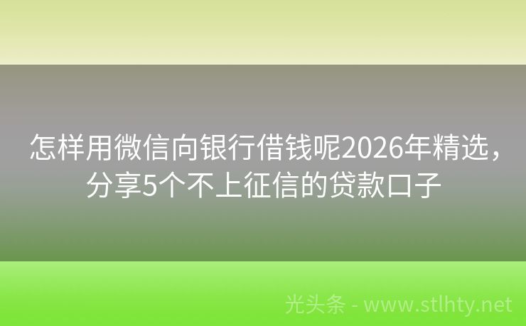 怎样用微信向银行借钱呢2026年精选，分享5个不上征信的贷款口子