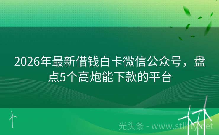 2026年最新借钱白卡微信公众号，盘点5个高炮能下款的平台