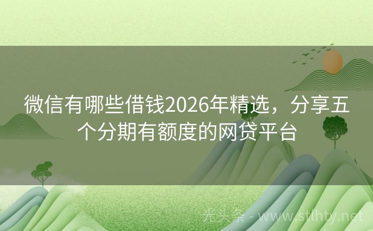 微信有哪些借钱2026年精选，分享五个分期有额度的网贷平台