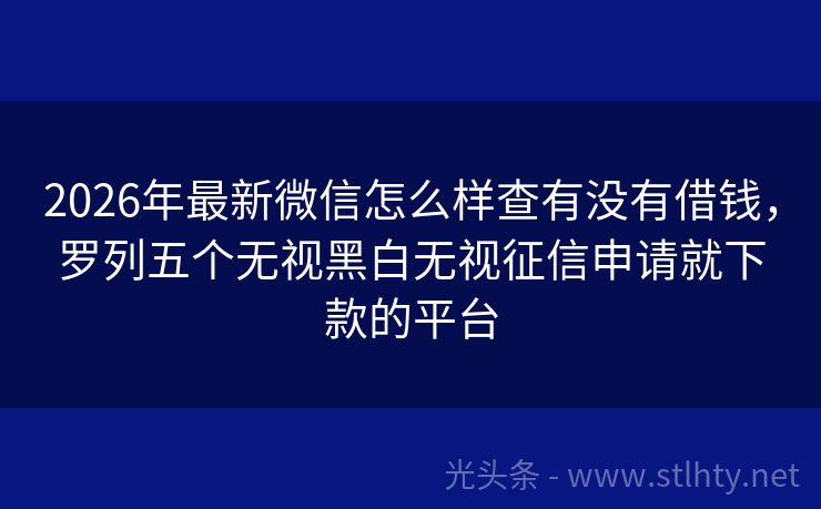 2026年最新微信怎么样查有没有借钱，罗列五个无视黑白无视征信申请就下款的平台