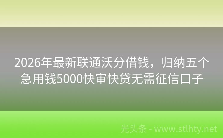 2026年最新联通沃分借钱，归纳五个急用钱5000快审快贷无需征信口子