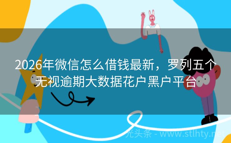 2026年微信怎么借钱最新，罗列五个无视逾期大数据花户黑户平台