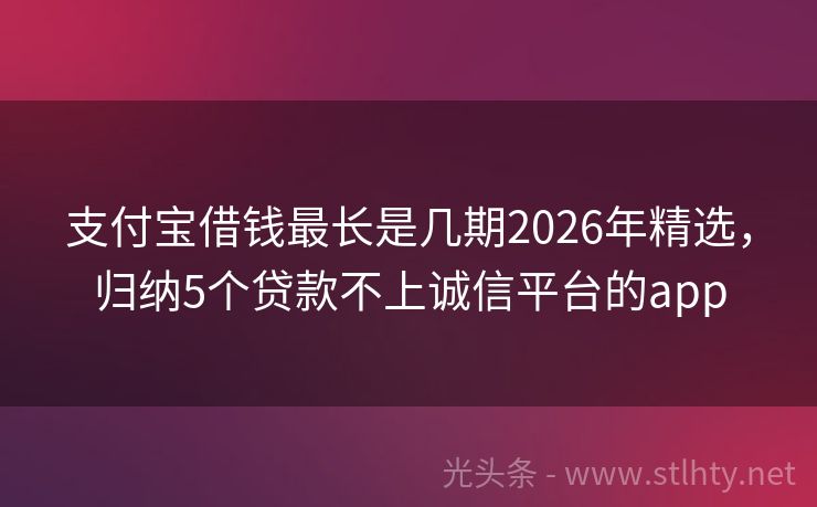 支付宝借钱最长是几期2026年精选，归纳5个贷款不上诚信平台的app