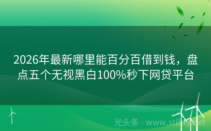 2026年最新哪里能百分百借到钱,盘点五个无视黑白100%秒下网贷平台