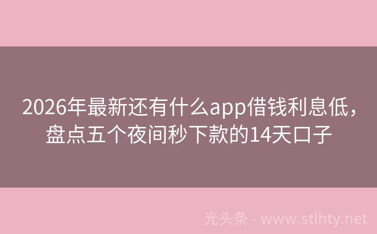 2026年最新还有什么app借钱利息低，盘点五个夜间秒下款的14天口子